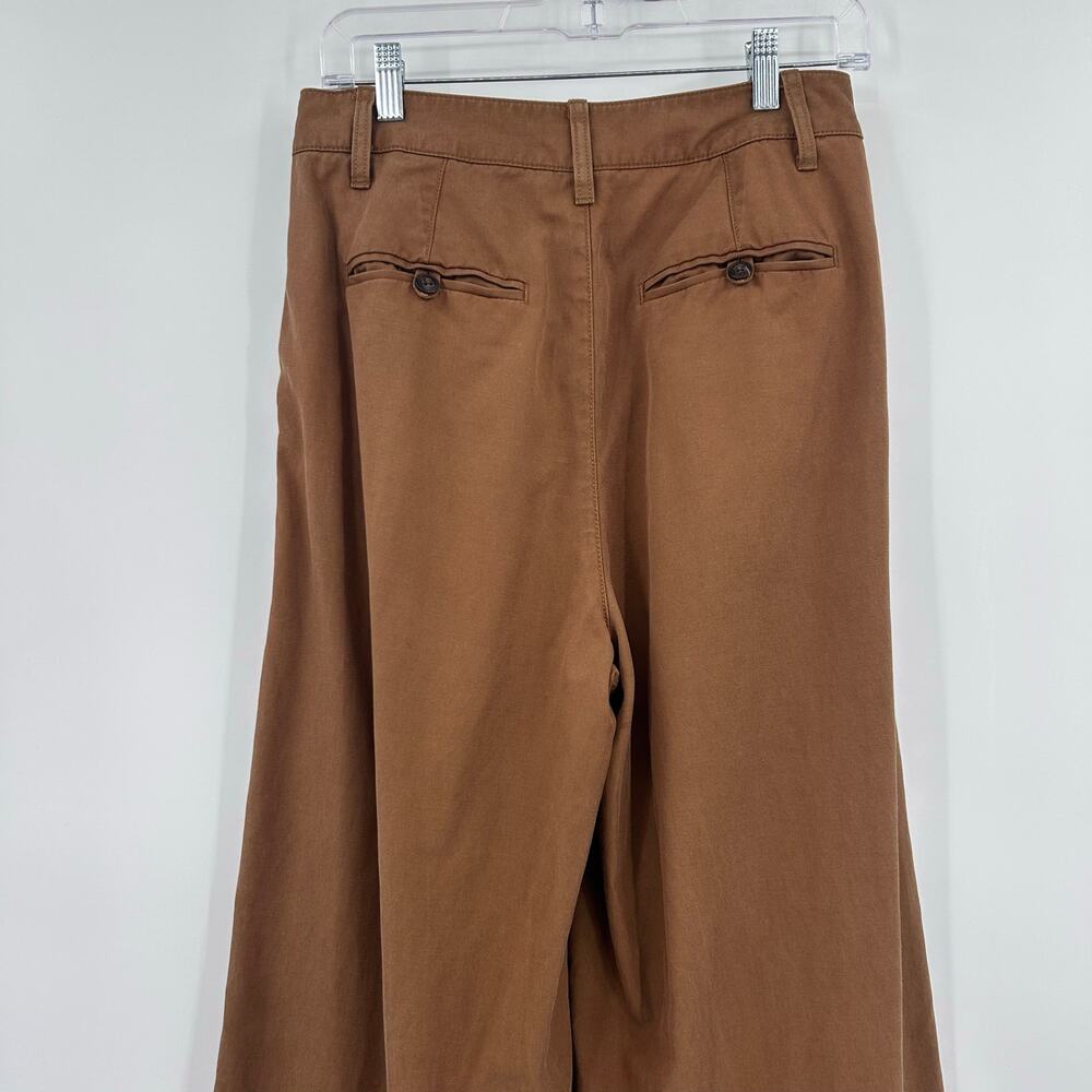 Madewell The Harlow Wide-Leg Pant Brown Lyocell Linen Blend High Rise Size 2 - Picture 11 of 12